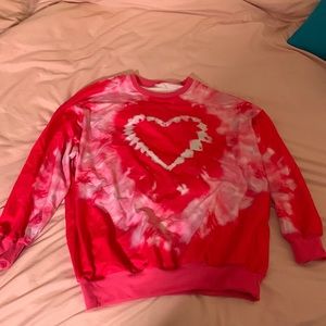 pink tie dye heart sweater